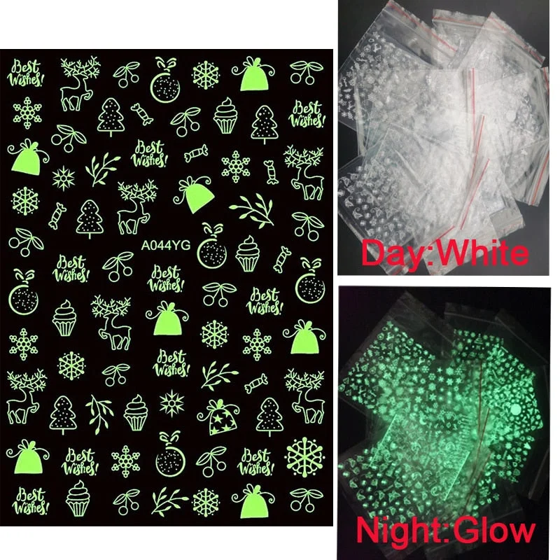 Colorful Night Lights 3D Snowflake Design Transfer Nails Art Sticker Lady Women Manicure Tools Nail Decoration Decals Adhesive