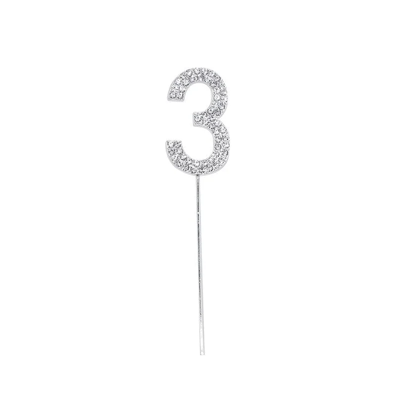 1Pc Gold Silver Diamond-studded Number 0-9 Cake Topper for Birthday Party Decoration Wedding Cake Decorations Cupcake Toppers