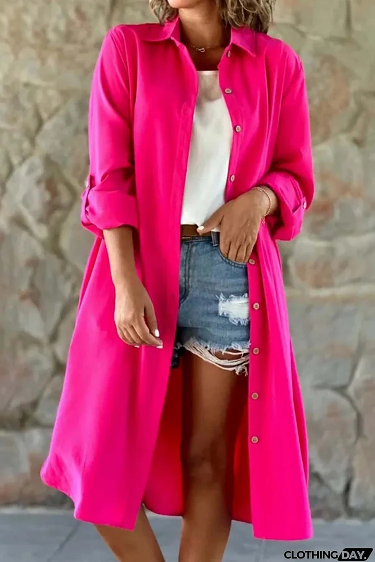 Solid Color Single-breasted Trench Coat
