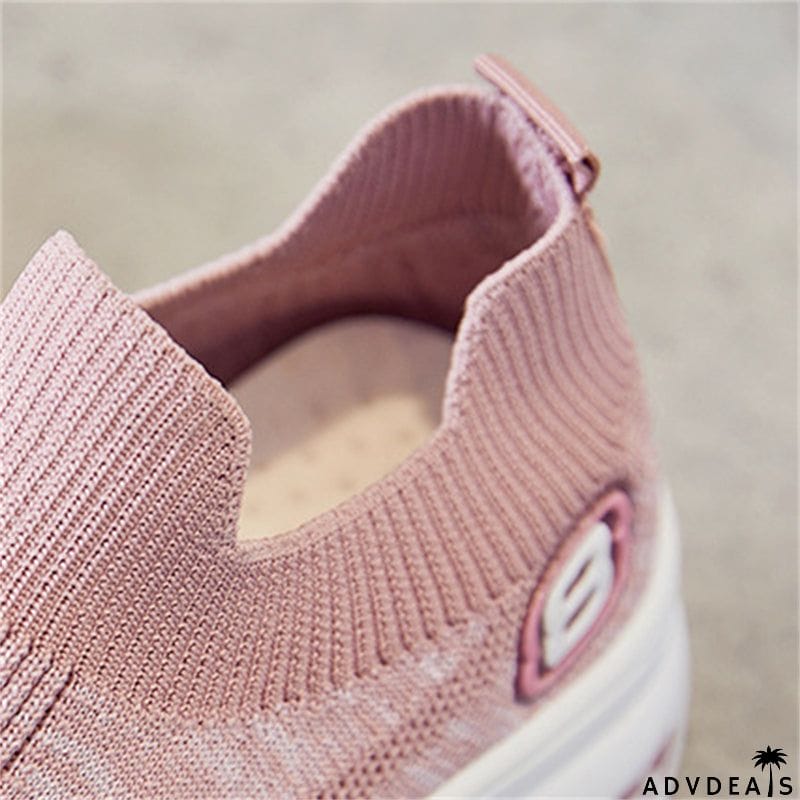 Breathable Solid Color Slip-On Thick-Soled Shoes