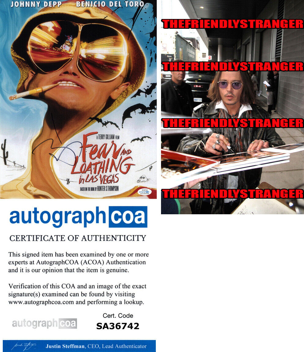 JOHNNY DEPP signed Autographed FEAR & LOATHING LAS VEGAS 11X14 Photo Poster painting PROOF ACOA