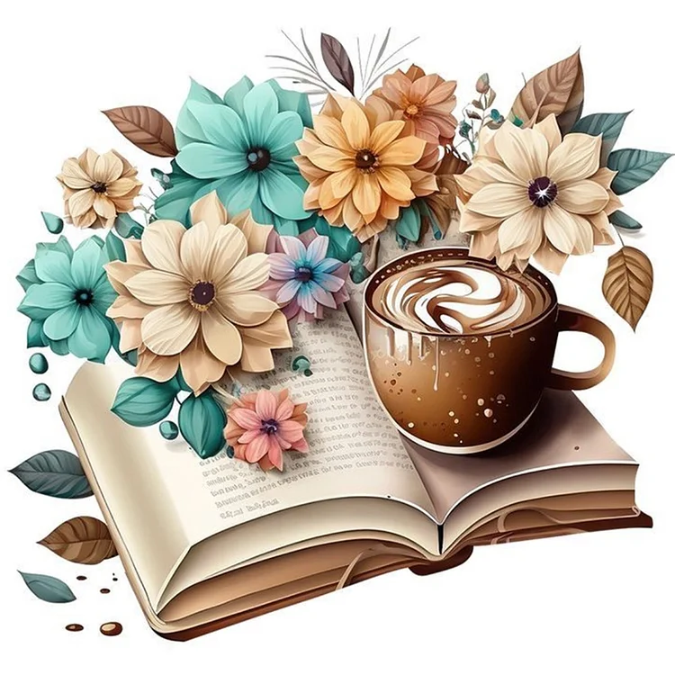Book And Coffee 40*40CM(Canvas) Full Round Drill Diamond Painting gbfke
