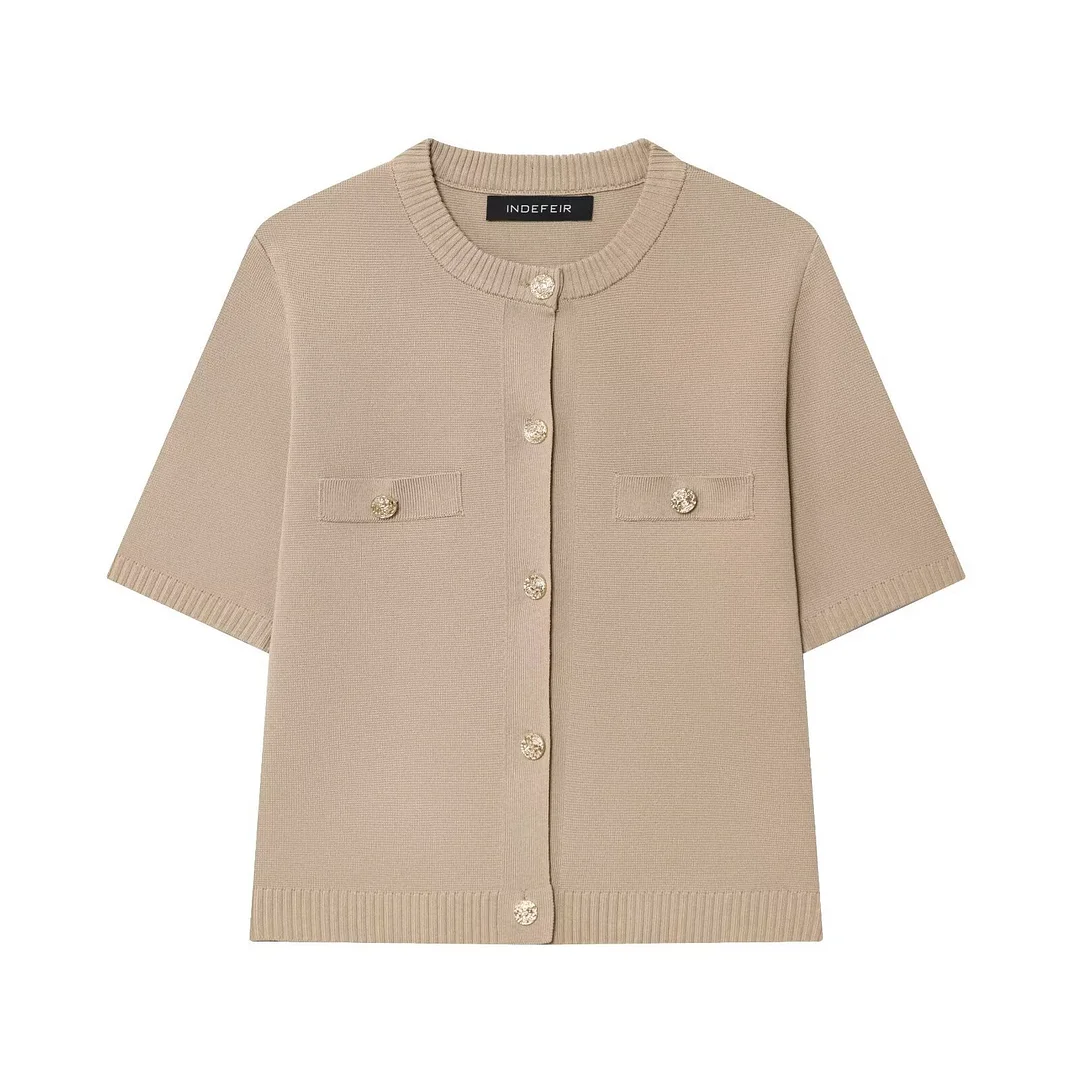 Nigikala Nigikala Spring 2025 New Women's Short-Sleeved Simple Fashion Knitted Jacket Skirt 1822023 1822025