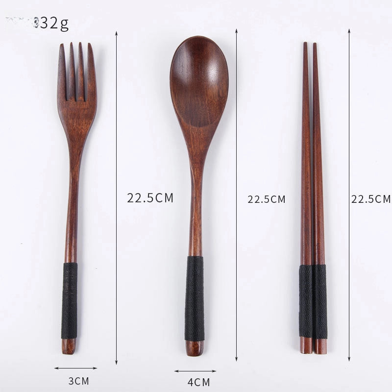 Creative Japanese Tableware Set Phoebe Chopsticks Knife, Fork And Spoon Four-piece Set Wooden Simple Chopsticks And Spoon Set