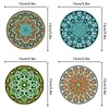 4PCS Diamond Painted Wooden Mandala Placemats Insulated Dish Mats with Holder