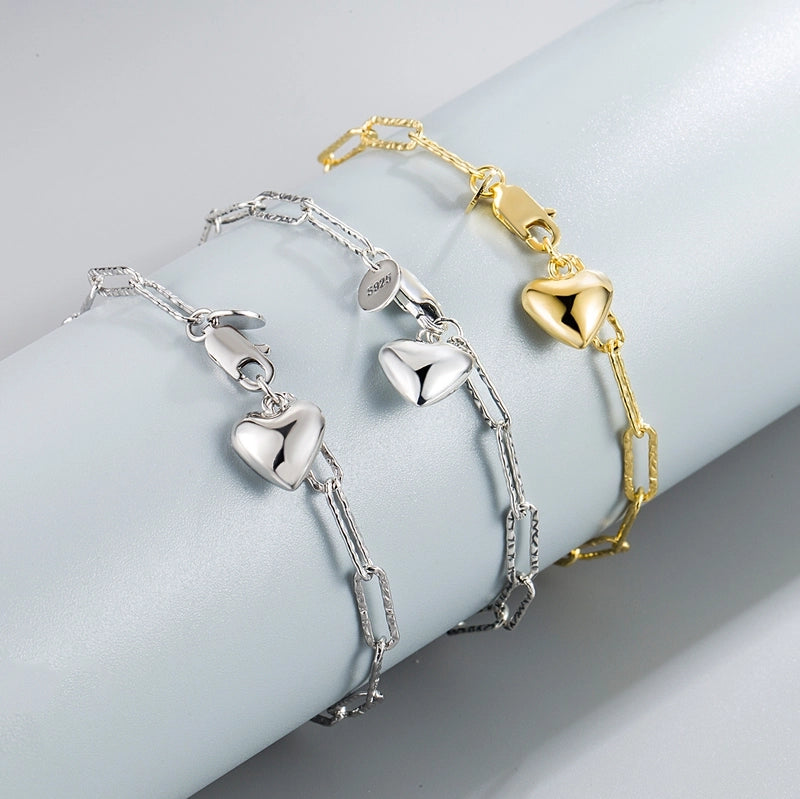 925 Sterling Silver Paperclip Chain Bracelets Minimalist Classic Style