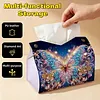 Shining Butterfly DIY PULeather Diamond Painting Tissue Box for Adults Beginners Gem Art Painting Napkin Holder for Living Room Bedroom Bathroom Table Decor