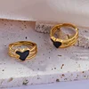 Stylish Black Heart Golden Wiring Ring