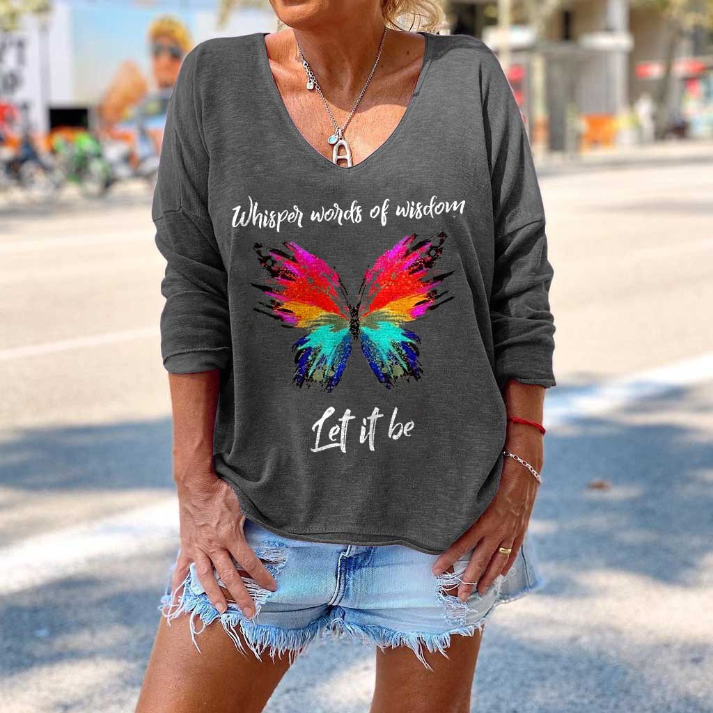 Whisper Words Of Wisdom Printed Butterfly T-shirt