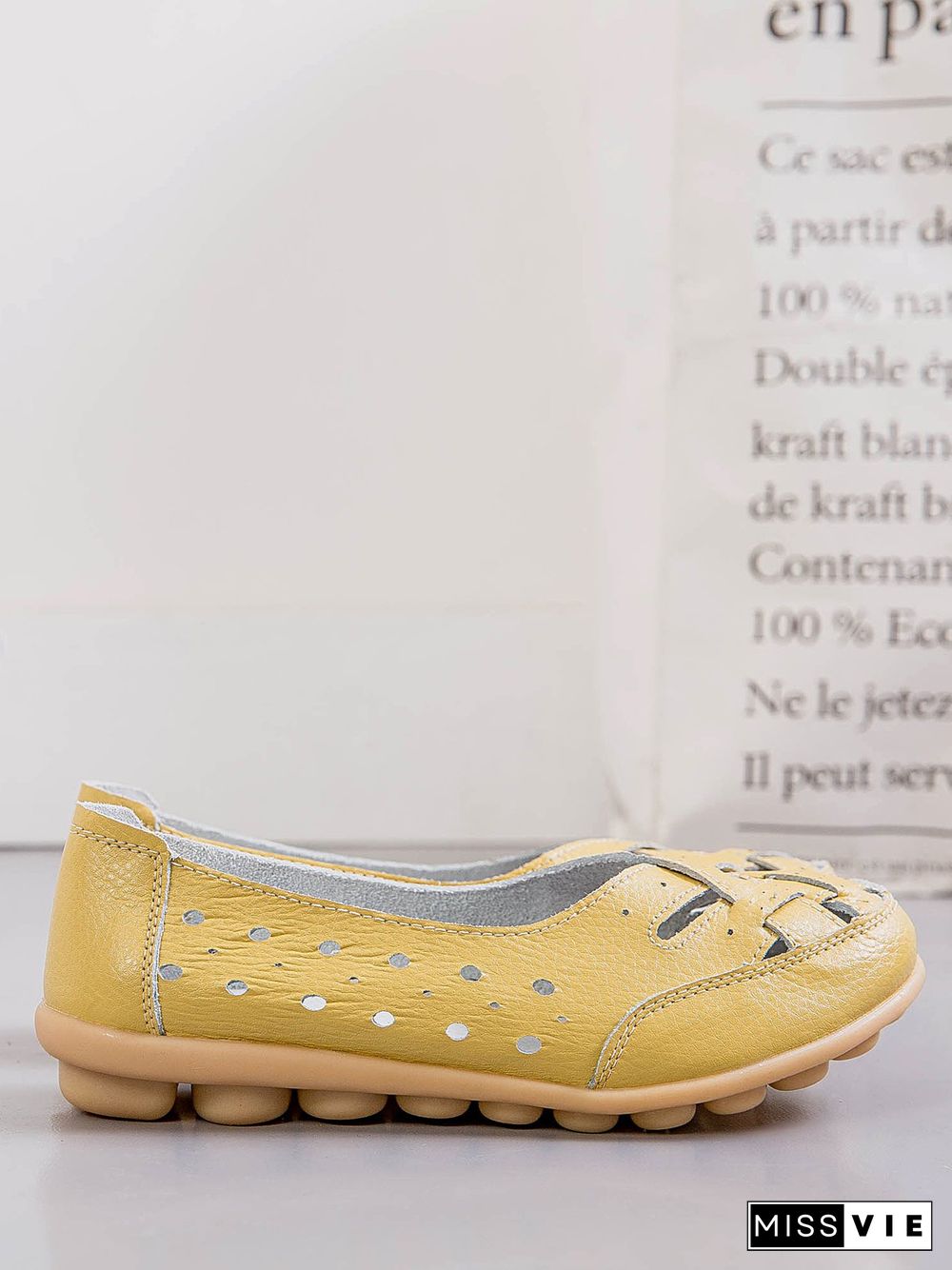 Hollow Leather Soft Sole Shoes