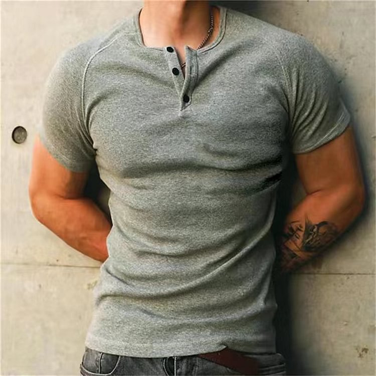 Men's Slim Simple Casual Round Neck Plain T-Shirt
