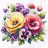 Pansy-Partial 11CT Stamped Cross Stitch Bead Embroidery 36*36cm/14.17*14.17in tapestrymarket