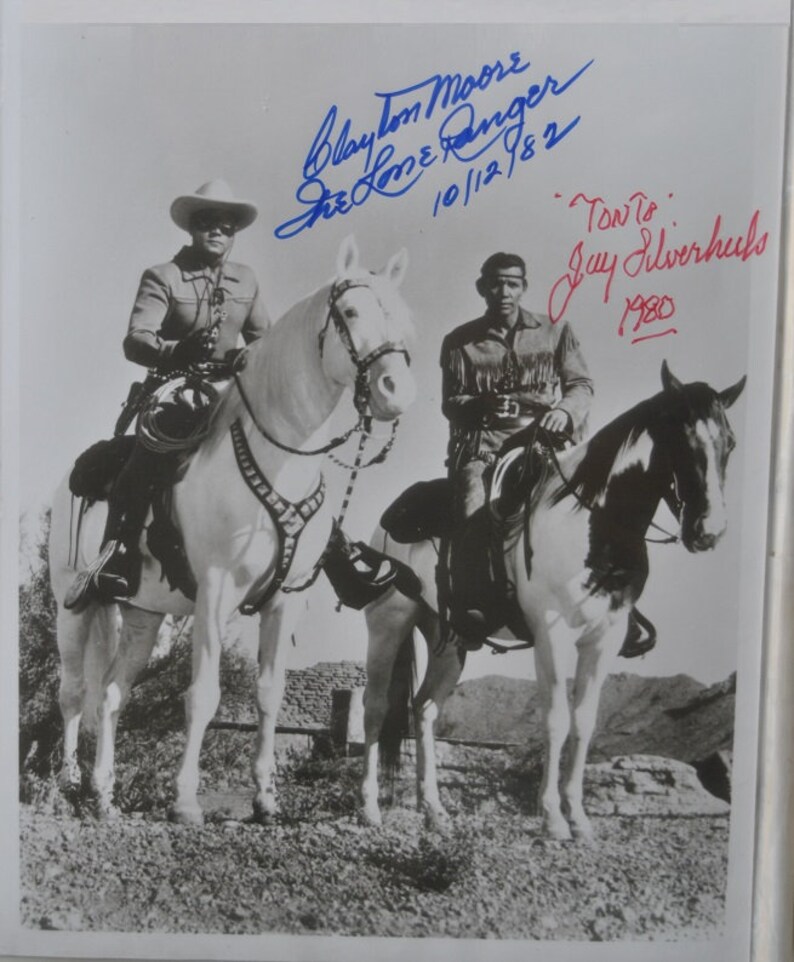 JAY SILVERHEELS & CLAYTON Moore Signed Photo Poster painting x2 The Lone Ranger Tonto wcoa