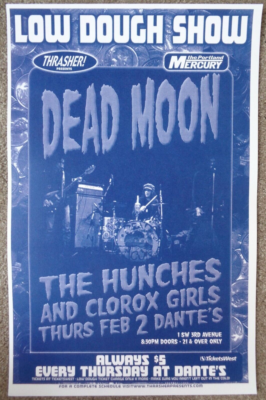 DEAD MOON 2006 Gig POSTER Portland Oregon Concert Fred & Toody Cole February