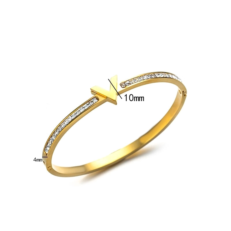 Elegant Glam Luxurious Letter 304 Stainless Steel 18K Gold Plated Bangle In Bulk