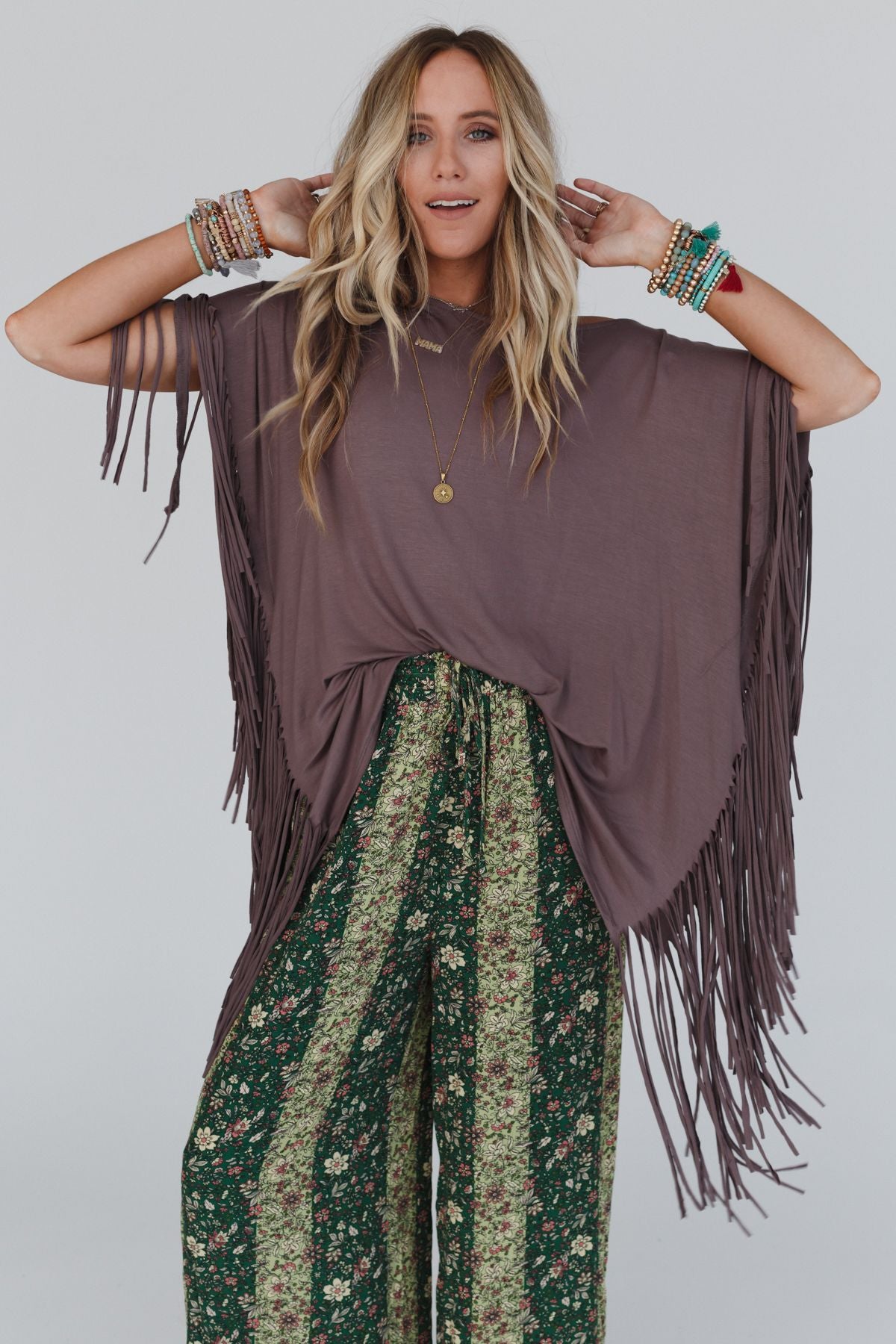 The Nest Showstopper Fringe Top - Mocha