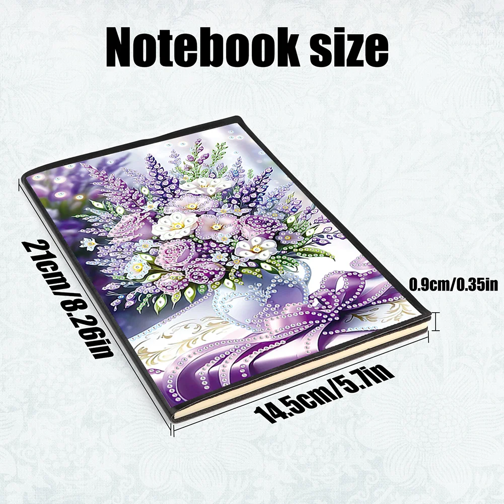 DIY Flowers Vase Special Shaped Diamond Painting Journal Notebook for Students