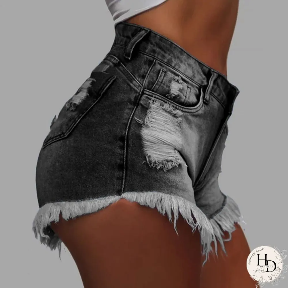 Womens Fashion Washed Frayed Denim Jean Shorts Summer Hot Pants High Waisted Jeans