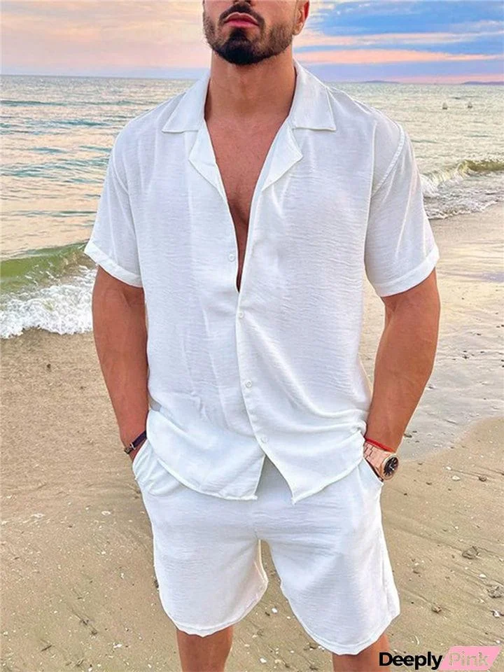 Men's Comfy Summer Holiday Linen Sets for Beaches