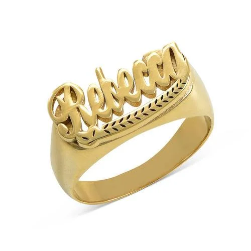 Personalized Name Ring Stackable Custom Rings Gold