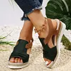 Gioiacombo&trade; Sandali con zeppa con fibbia stile romano da donna