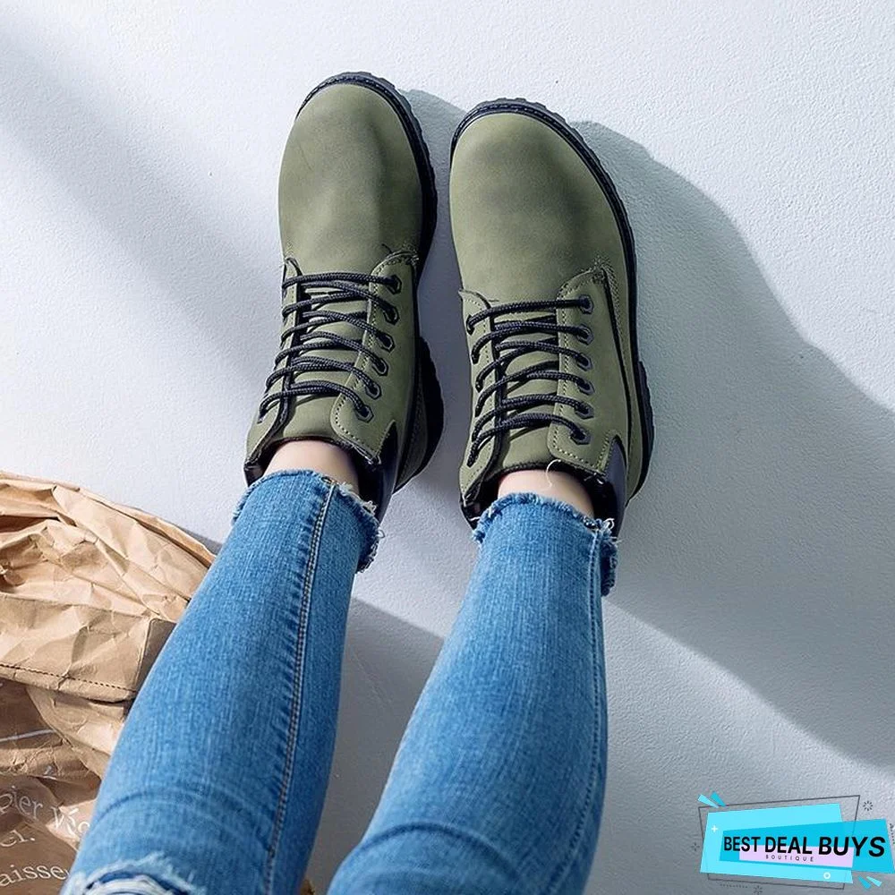 Autumn Early Winter Shoes Women Flat Heel Boots Fashion Keep warm Women's Boots Brand Woman Ankle Botas