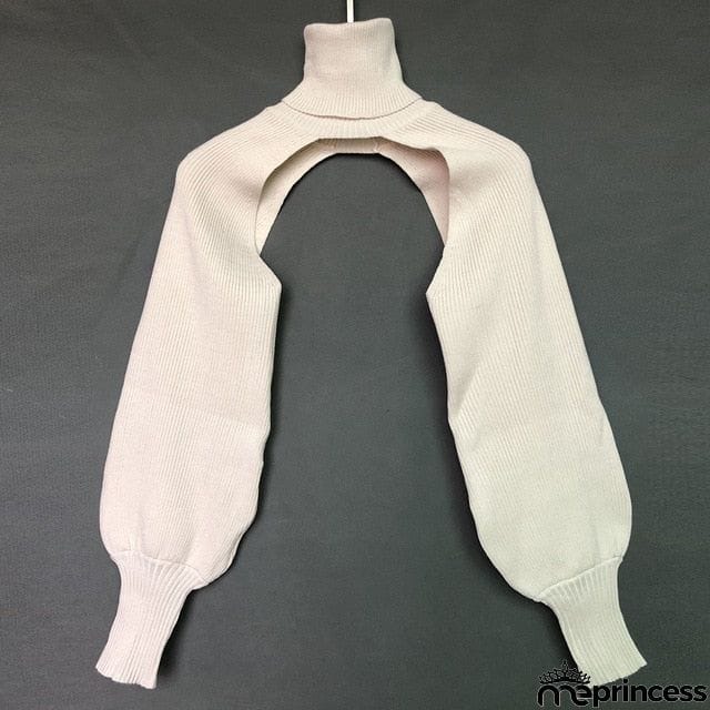 Casual Lantern Sleeve Thick High Collar Wool Tops