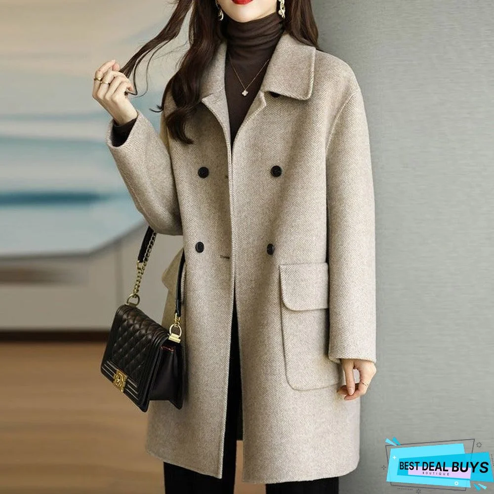 Thickened and Slim Woolen Coat In Autumn and Winter
