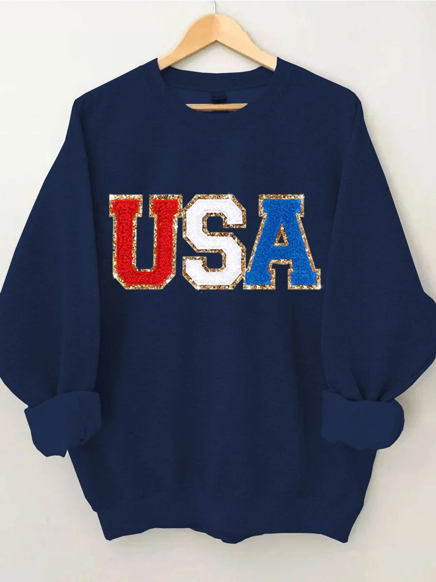 Chenille Patch USA Sweatshirt