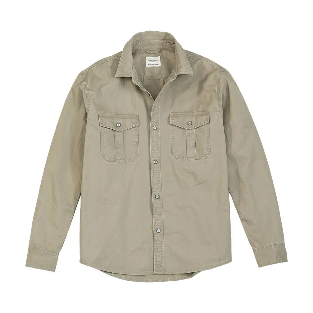 SIMWOOD 2021 Autumn 100% Cotton Vintage Overshirt Men Garment Dyed Western Style Shirts Plus Size Cargo Military Clothes