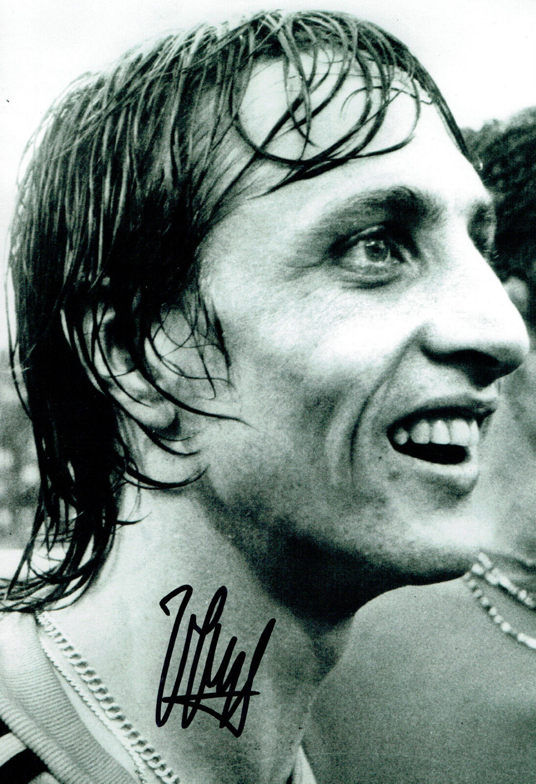 Johan CRUYFF Signed Autograph 12x8 Black & White Portrait Photo Poster painting AFTAL COA