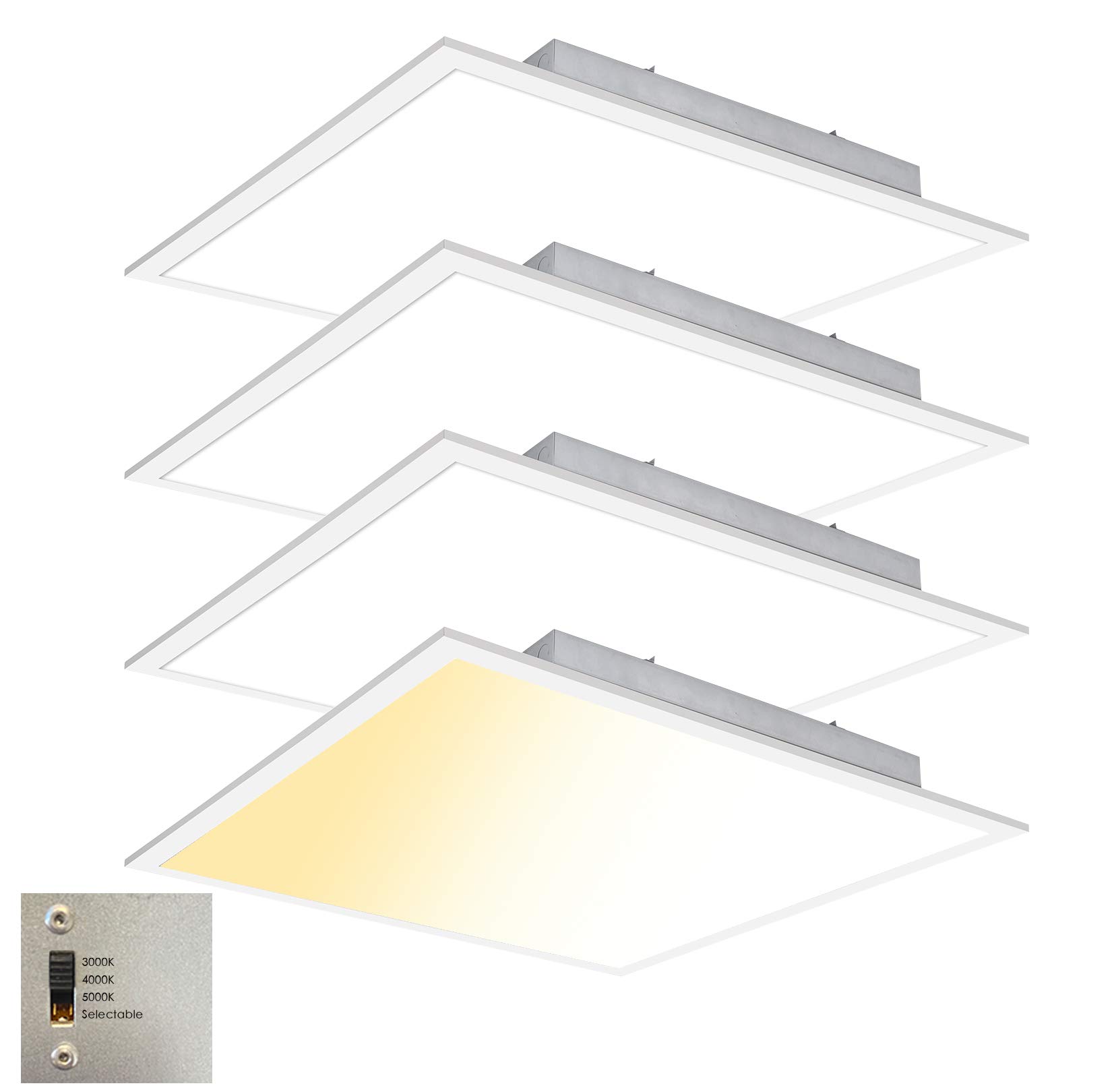 2x2 LED Flat Panel Light, Drop Ceiling Light 3 Color 4 Pack 