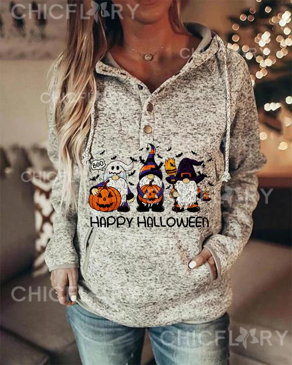 Women's Halloween Print Hoodie Long Sleeve Sweatshirt