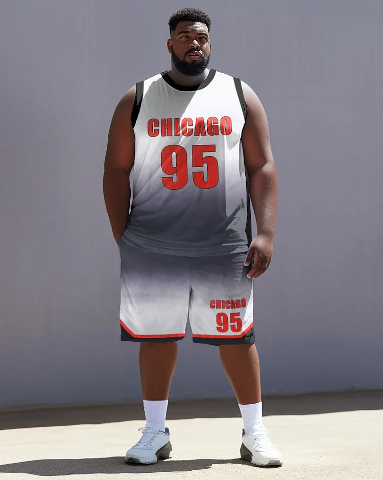 Men's Large Size Chicago 23 Street Basketball Vest Sports Two-Piece Set