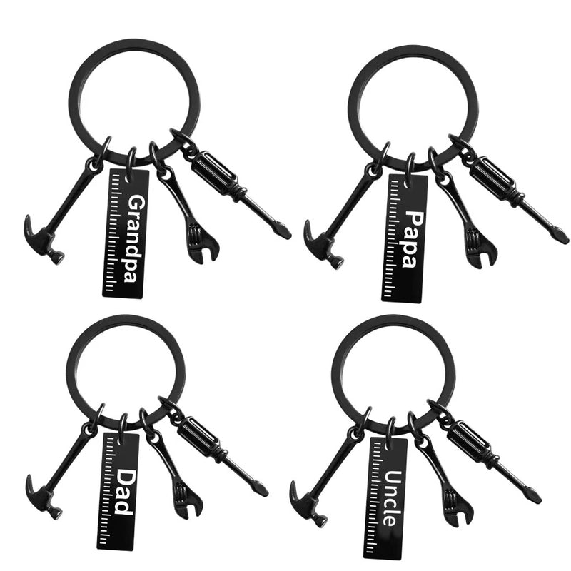 Father’s Day Gift Letter Grandpa Papa Dad Caliper Tool Stainless Steel Key Ring