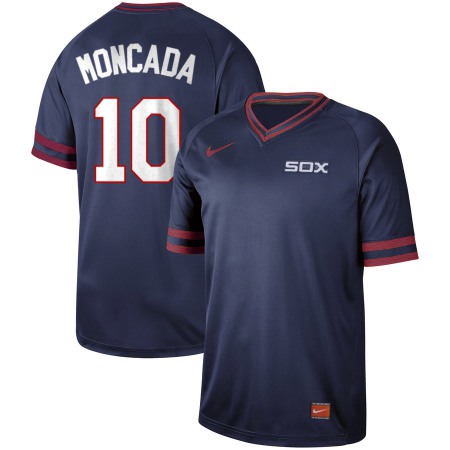 Men's Chicago White Sox #10 Yoan Moncada Navy Cooperstown Collection Legend  Stitched MLB Jersey