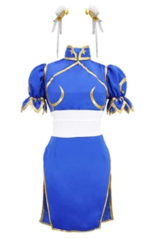 Chun Li Cosplay Costume Halloween Blue Dress