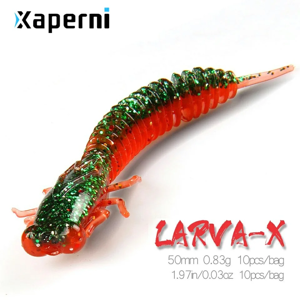 Xaperni Larva 50mm 0.83g 10pcs Artificial Soft Lures Fishing Worm Silicone Bass Pike Minnow Swimbait Jigging Plastic Baits