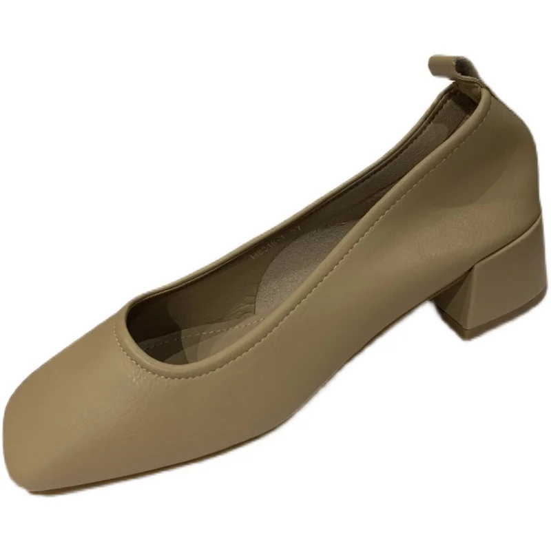 Churchf Churchf Shoes Women's Shoes Spring / Summer 2023 New Simple Commuting Versatile Square Head Shallow Thick Heel Temperament Ladle Shoes
