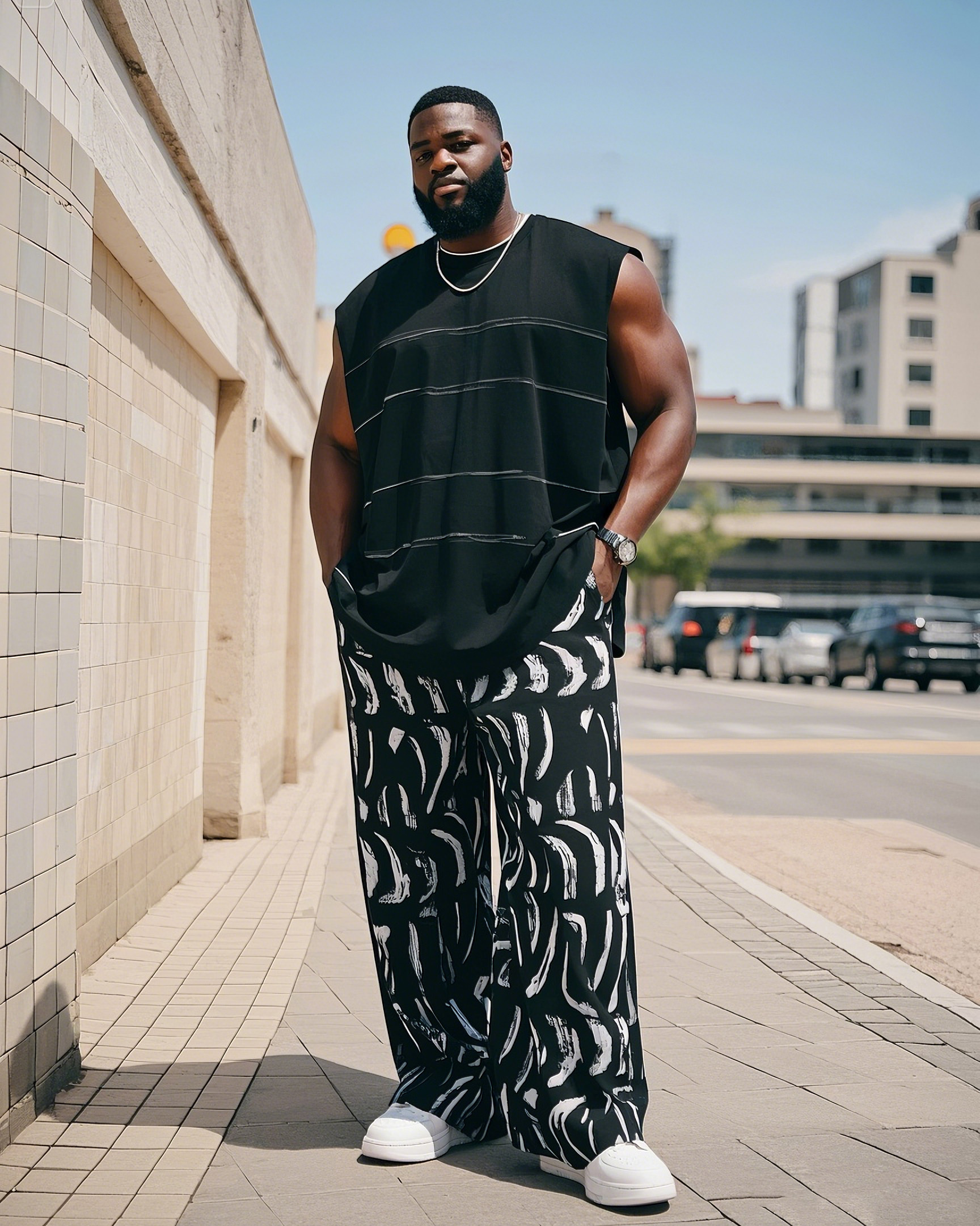 Big Boy Signature Cropped Vest Print Trousers Suit