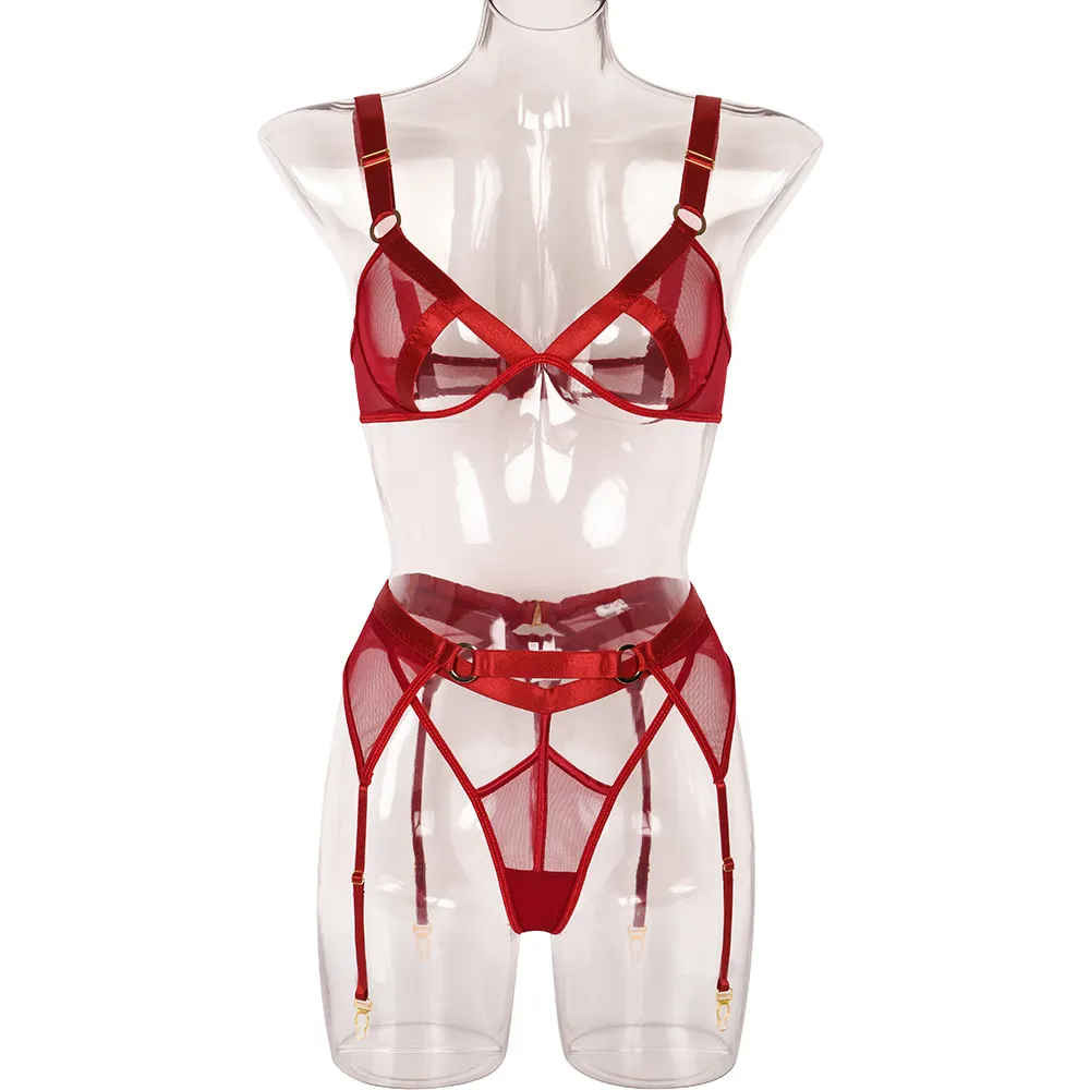 Diamond Mesh Bra Set with Cut-Outs - Allure After Dark