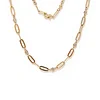 14K Yellow Gold Round Lab Diamond Cross Squashed Chain Station Necklace