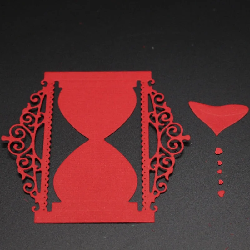 Hourglass Metal Cutting Dies Timing Device Frame Background Cut Die Mold Scrapbook Paper Craft Knife Mould Blade Punch Stencils