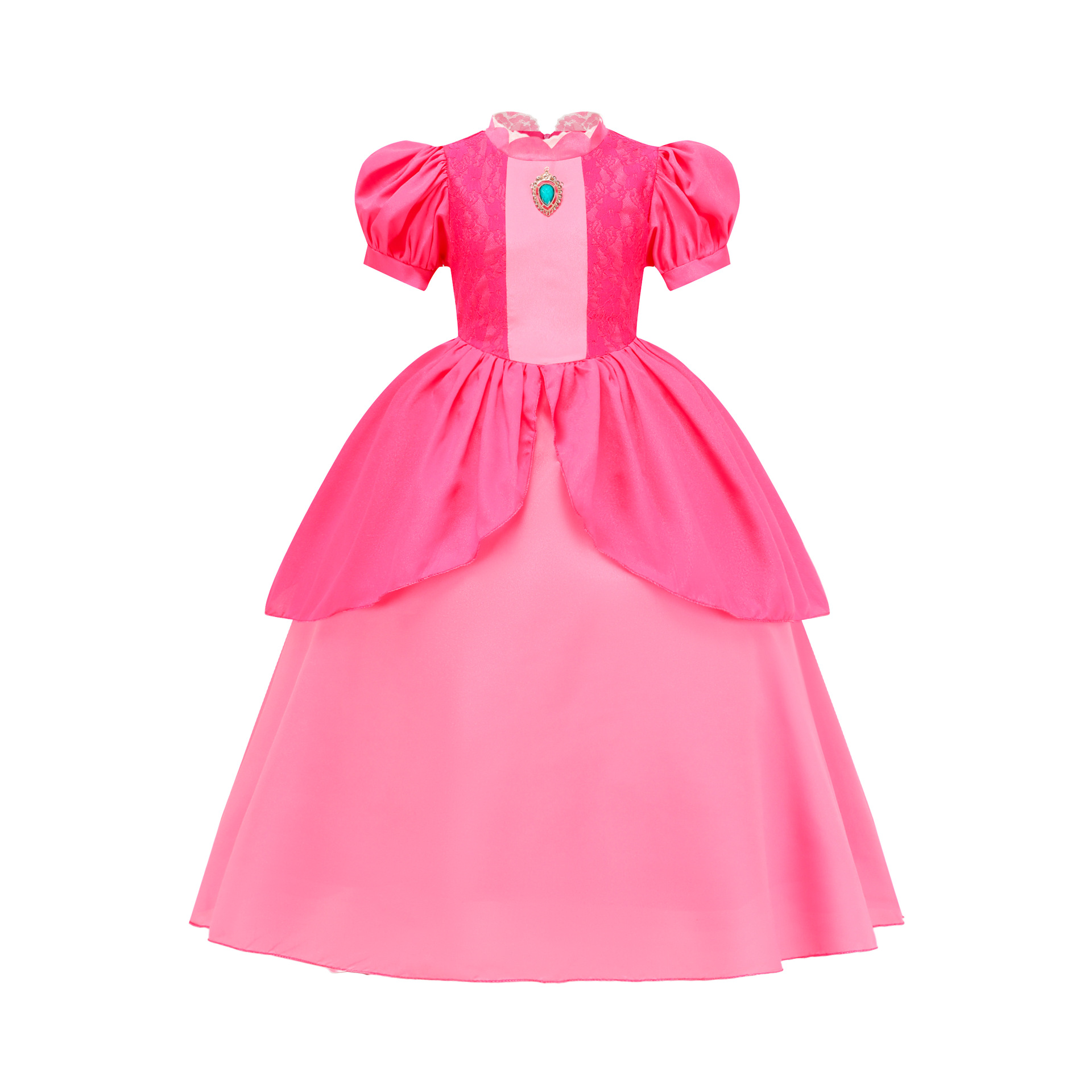 Princess Sparkle Cosplay Dress for Girls with Puffed Sleeves - Halloween Hit
