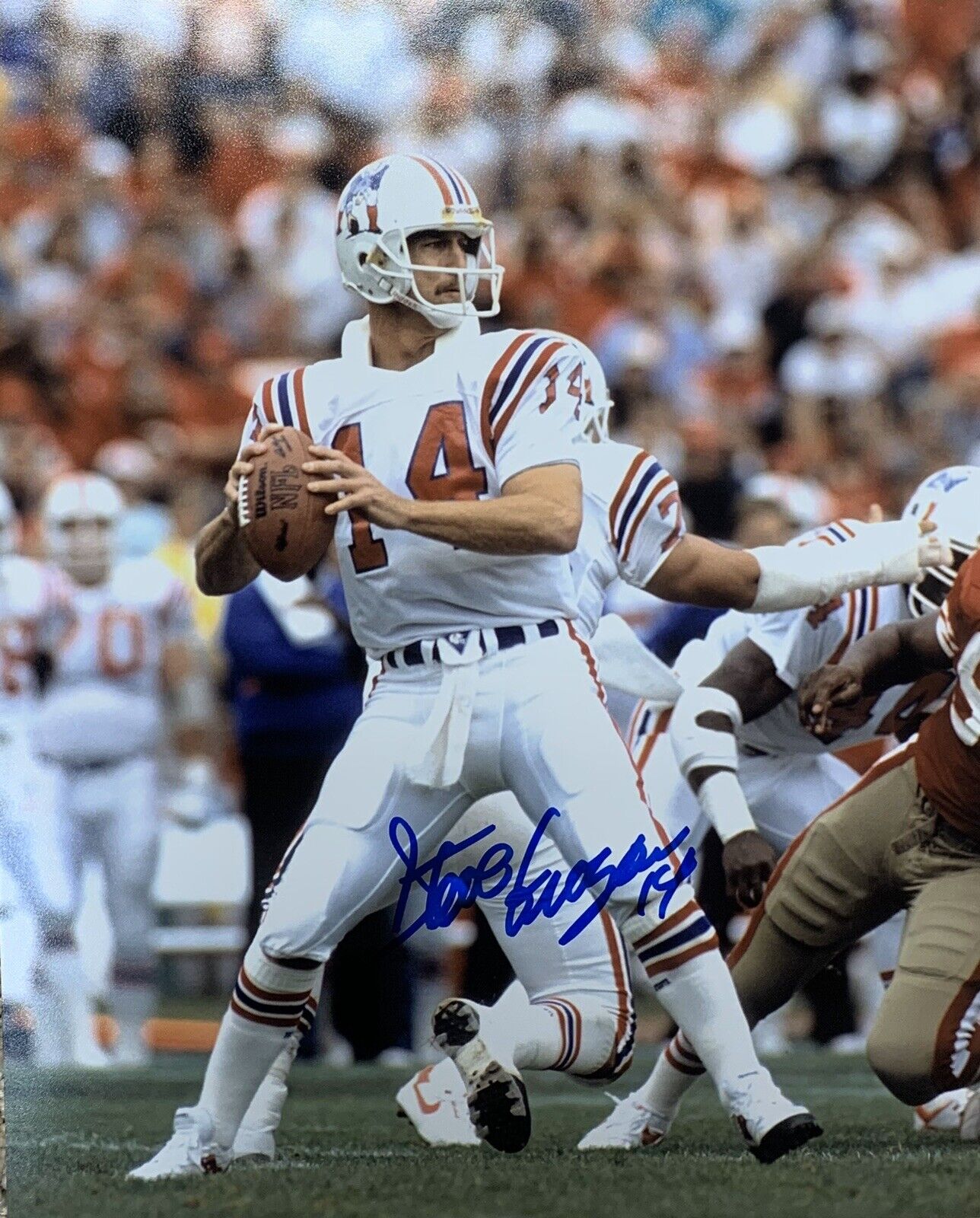 Steve Grogan New England Patriots Quarterback Autographed 8x10 Pose #6