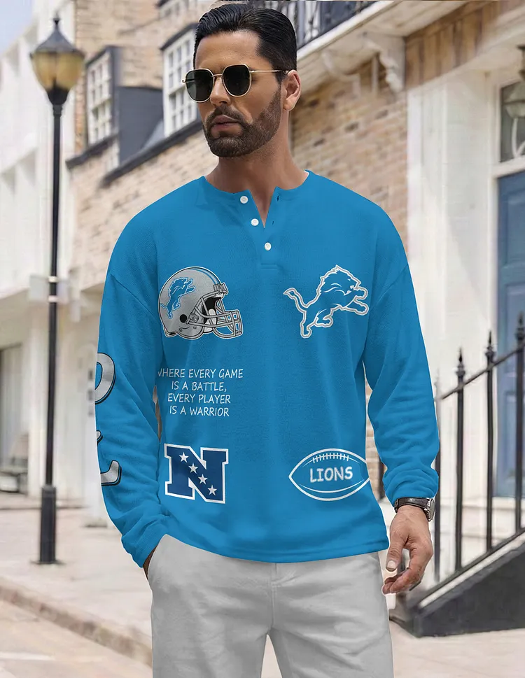 Detroit Lions  Long Sleeve Henley Shirts & Pants set