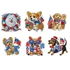 (US Only)6pcs 2D Flat Acrylic Independence Day Dog DIY Diamond Painting Fridge Magnets