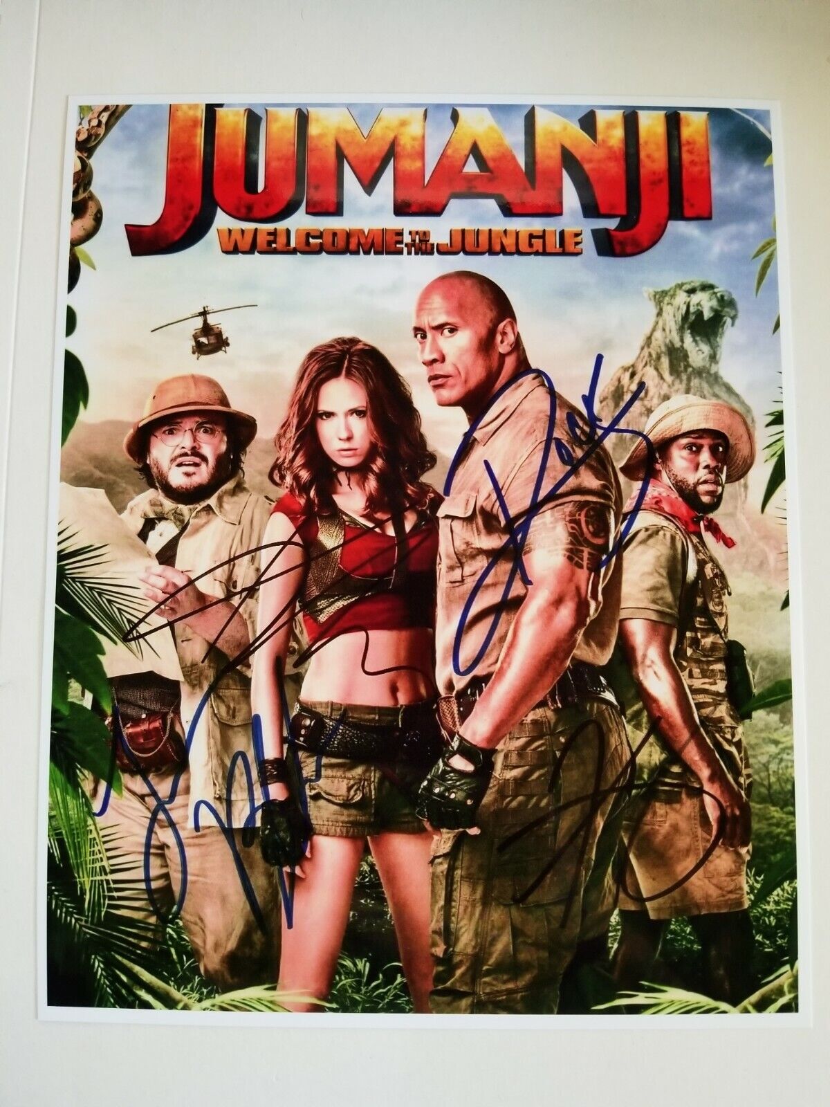 Jumanji Cast Signed 8x10 Photo Poster painting RP -  Shipping!! Rock / Jack Black