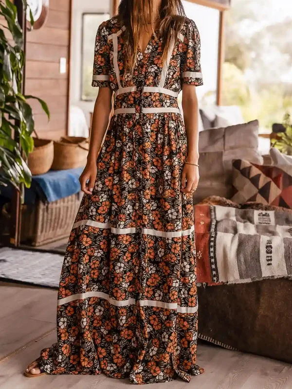 Vacation Casual Floral Ladies Long Dress