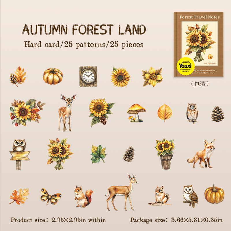 Sticker - Forest Travel Notes Series Vintage Plant Flower Landscape 